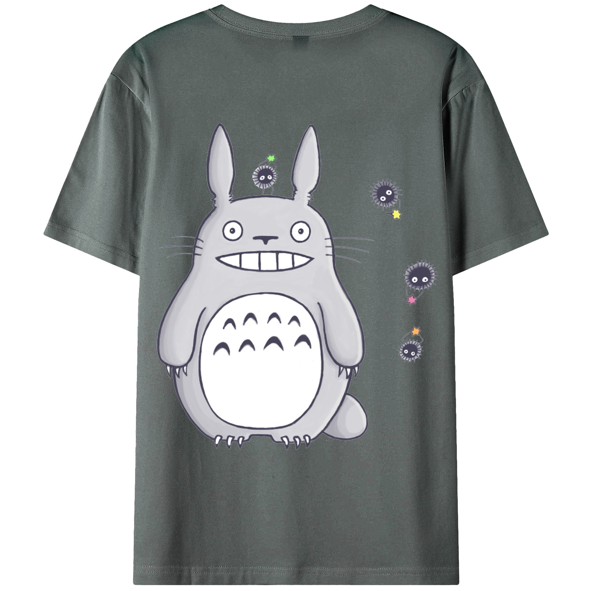 （画像用） となりのトトロ 草壁メイ 草壁サツキ My Neighbor Totoro Satsuki Kusakabe Mei Kusakabe 綿100％ メンズ半袖Tシャツ（バックプリント） 通気性